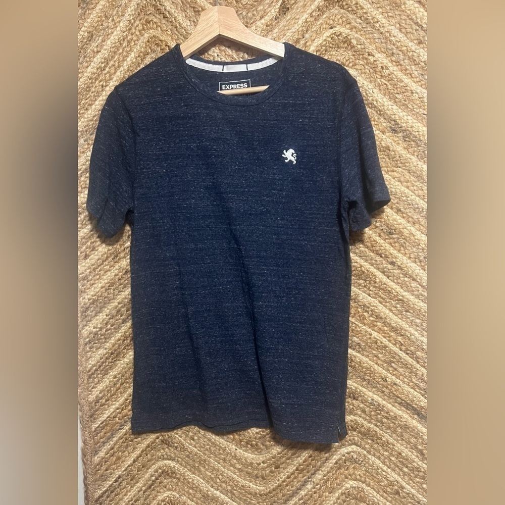 Express Men's Dark Blue Stretch Repreve Short Sleeve Tshirt,Size Small